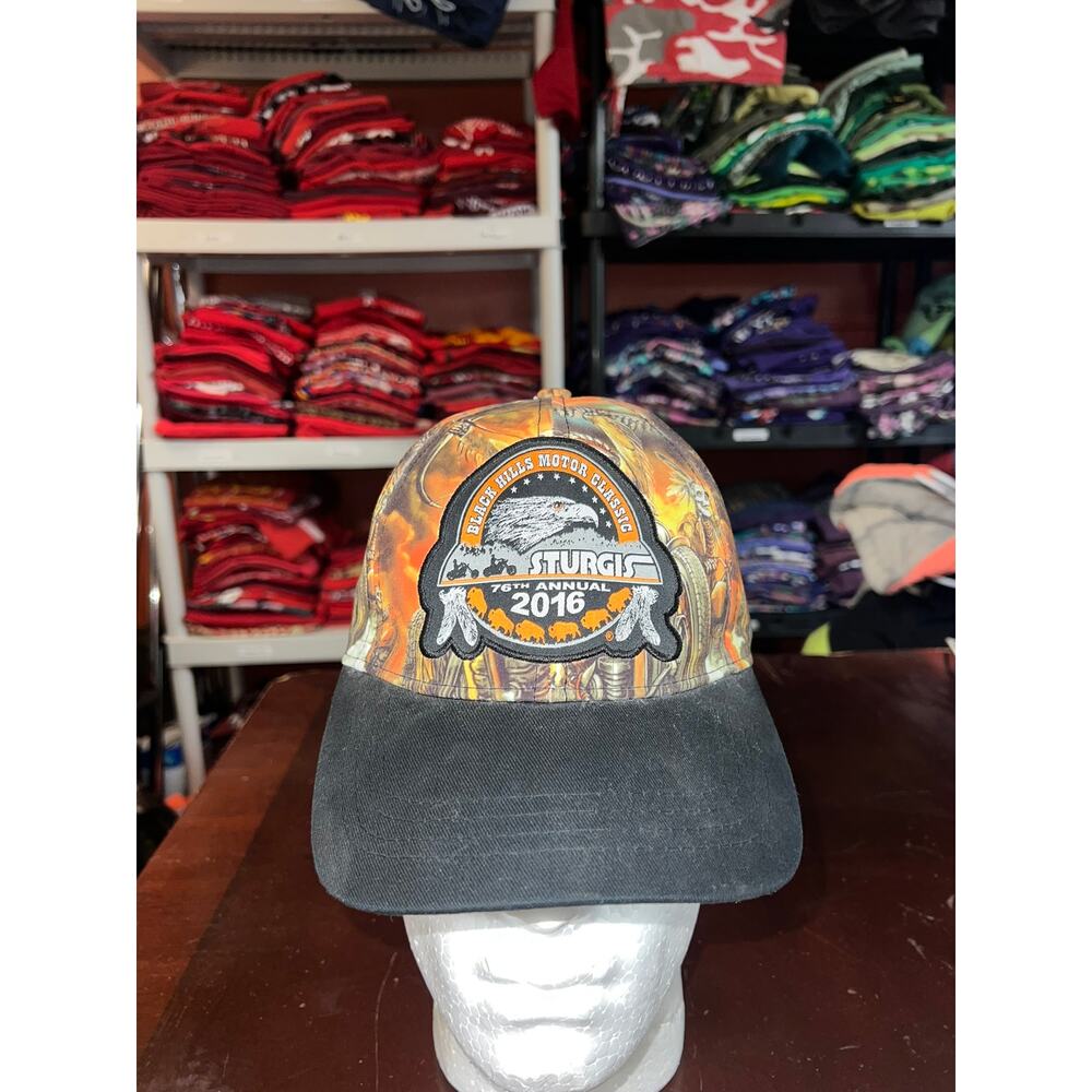 Sturgis Biker Hat Black Hills Motor Classic 2016 Fire Skeleton Indian Storm NWT